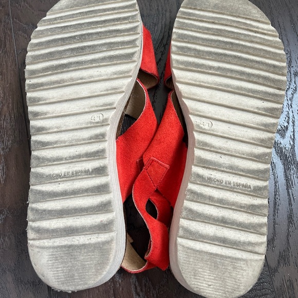 Plakton Bios Red Crisscross Wedge Sandals size 41 US 10 - Picture 6 of 6
